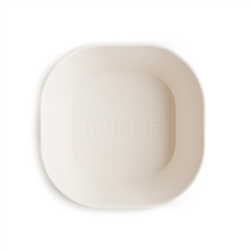 Mushie Silicone Square Bowl Dinnerware Set 2 Pack - Ivory Image 2