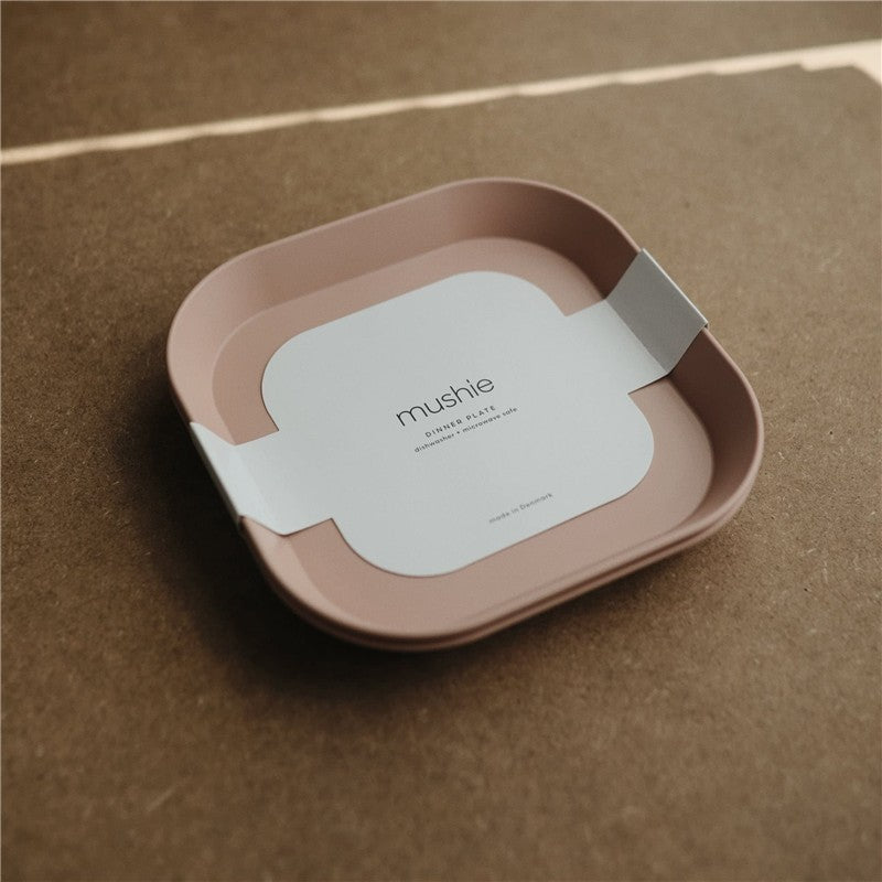 Mushie Silicone Square Plate Dinnerware Set 2 Pack - Blush Image 3
