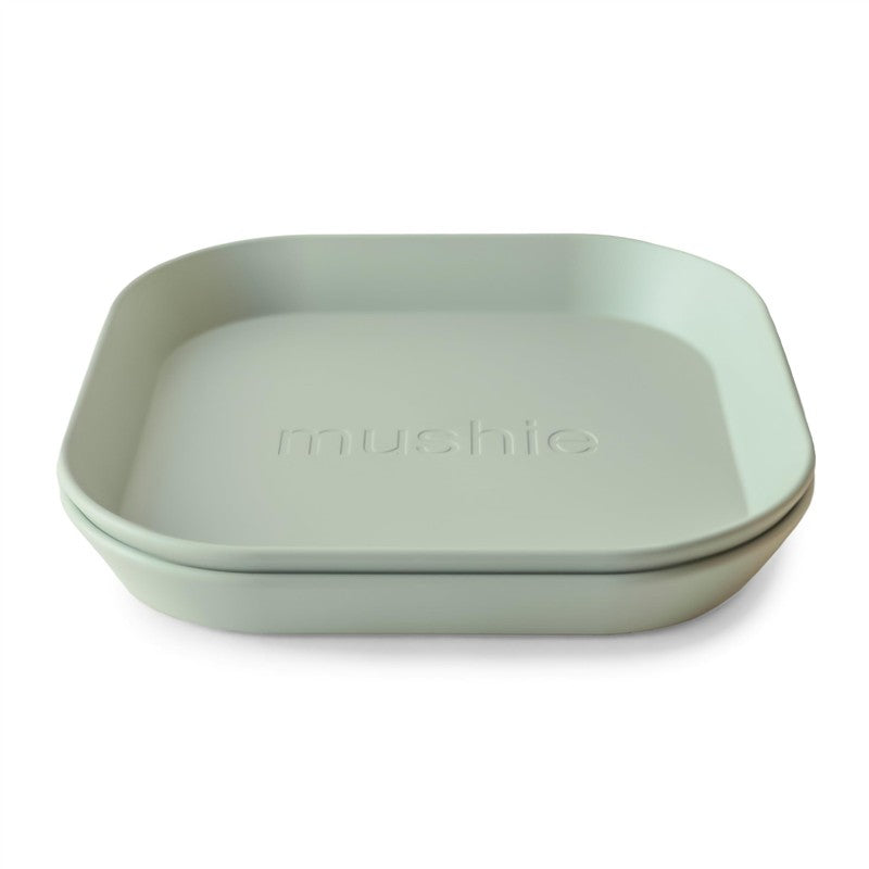 Mushie Silicone Square Plate Dinnerware Set 2 Pack - Sage Image 2