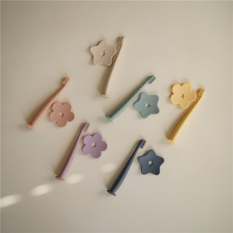 Mushie Silicone Star Training Toothbrush - Cambridge Blue Image 7
