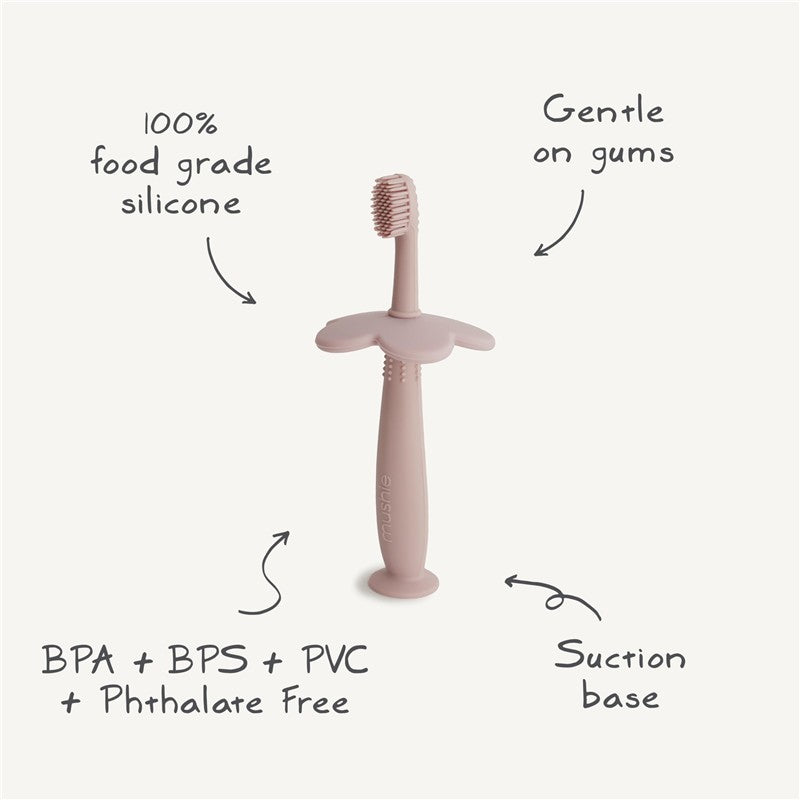 Mushie Silicone Flower Training Toothbrush - Daffodil Image 8