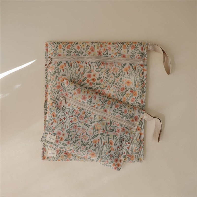 Mushie Water Resistant Wet Bag - 2 Pack - Pastel Blooms