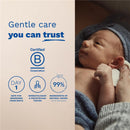 Mustela Foam Shampoo for Newborns, featuring a baby and text highlighting gentle care, safety, and natural ingredients.
