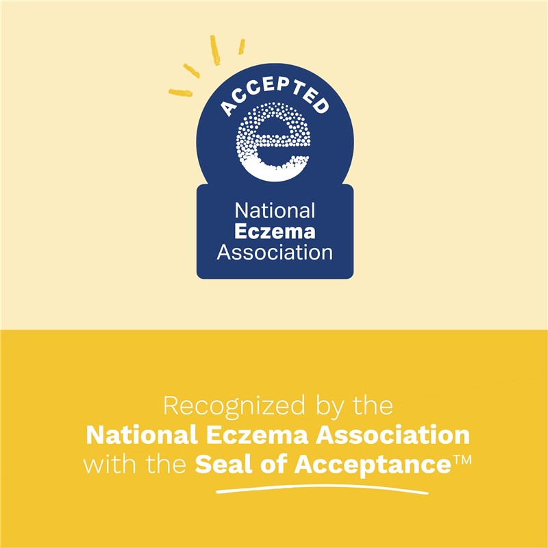 Accepted seal from the National Eczema Association, indicating recognition for eczema-friendly products.