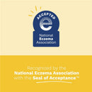 Accepted seal from the National Eczema Association, indicating recognition for eczema-friendly products.