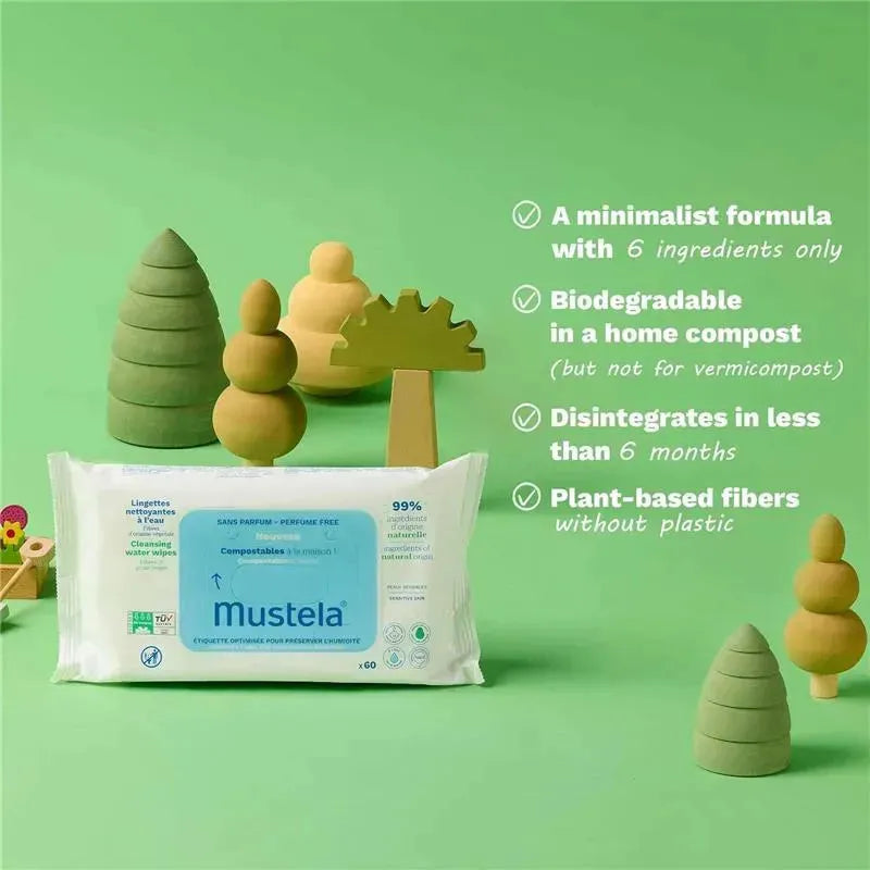 Mustela - Compostable Cleansing Water Wipes Fragrance Free Image 5