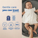 Mustela Diaper Rash Cream 123 3.8 oz, featuring a sleeping baby and highlighted benefits: gentle care, safe for newborns, and 98% natural ingredients.