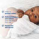 Mustela Diaper Rash Cream, 3.8 oz, features a baby holding a soft cloth, with text highlighting benefits: preventing rashes, relieving irritation, and repairing skin.