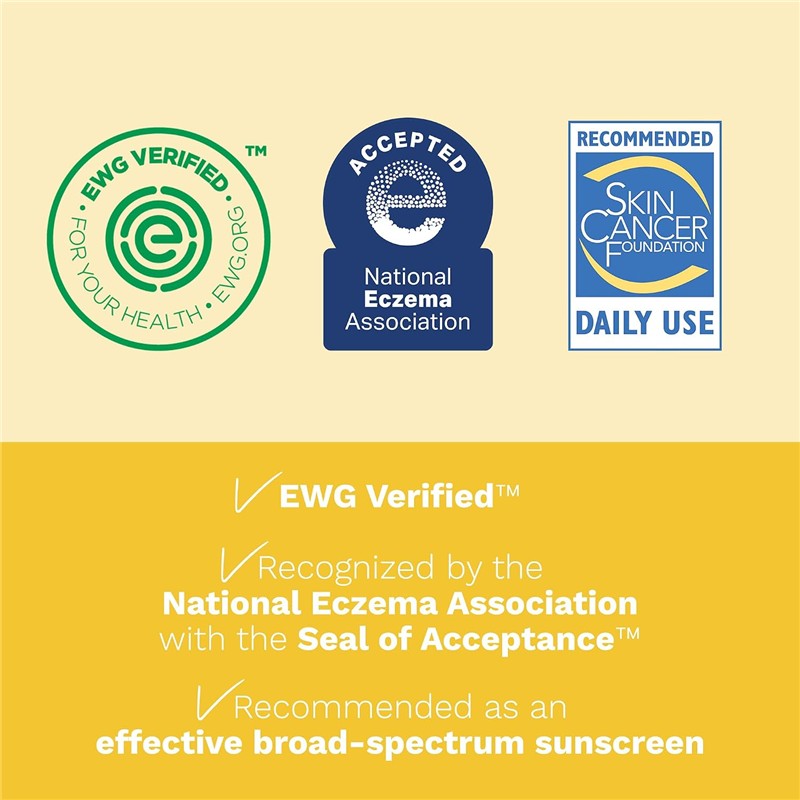 Mustela SPF 50 Mineral Sunscreen Stick certifications: EWG Verified™, Accepted by National Eczema Association, Skin Cancer Foundation recommended.