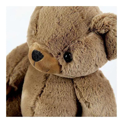 Cocoa Bear plush toy with soft brown fur, round black eyes, and a small snout, ideal for comforting babies.