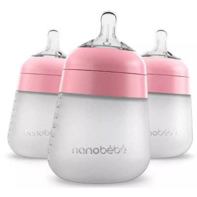 Nanobebe - 3Pk Pink Flexy Silicone Baby Bottle, 9Oz Image 1