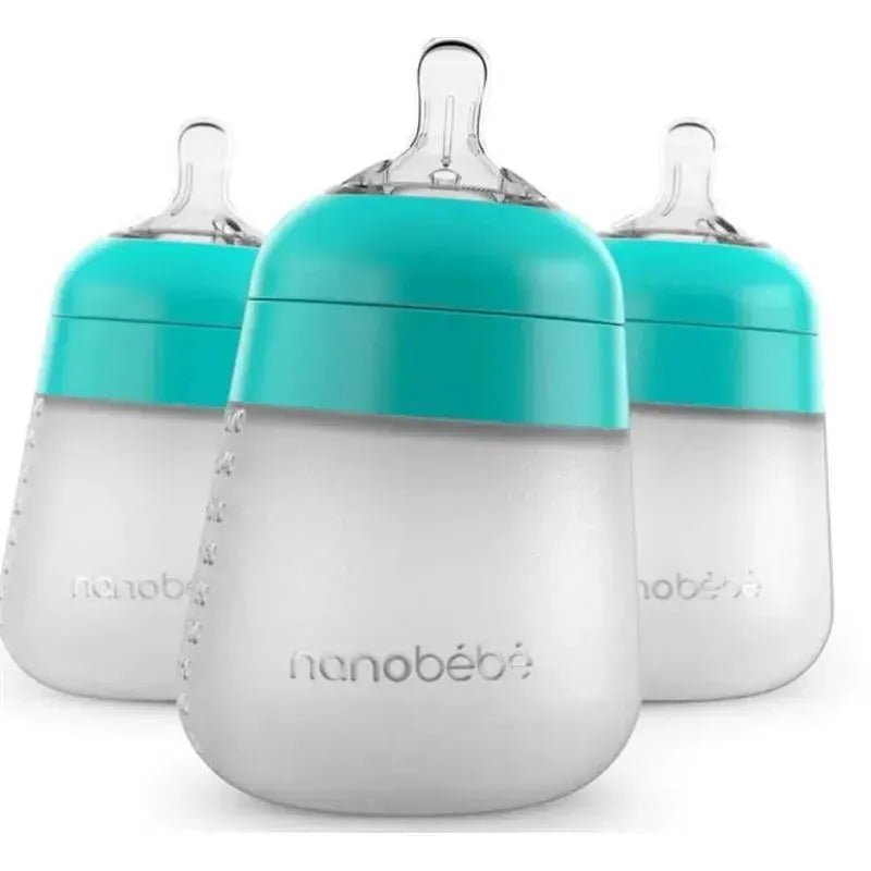 Nanobebe - 3Pk Teal Flexy Silicone Baby Bottle, 9Oz Image 1