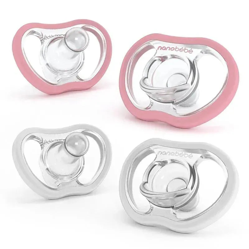 Nanobebe - 4Pk Pink & White Flexy Active Baby Pacifiers 4/36M Image 1