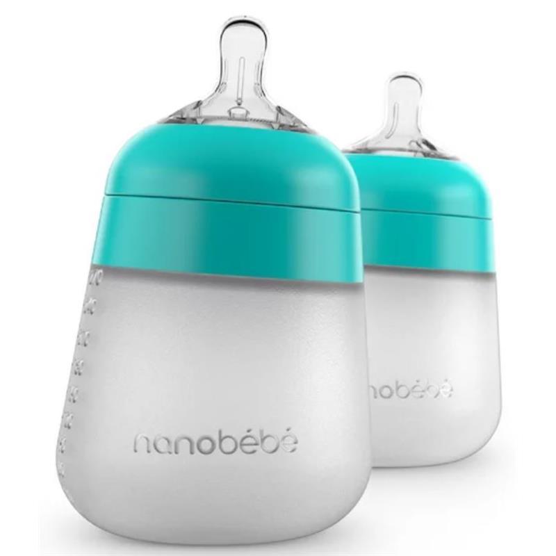 Nanobebe - 2Pk Flexy Silicone Baby Bottle 9Oz, Teal Image 1
