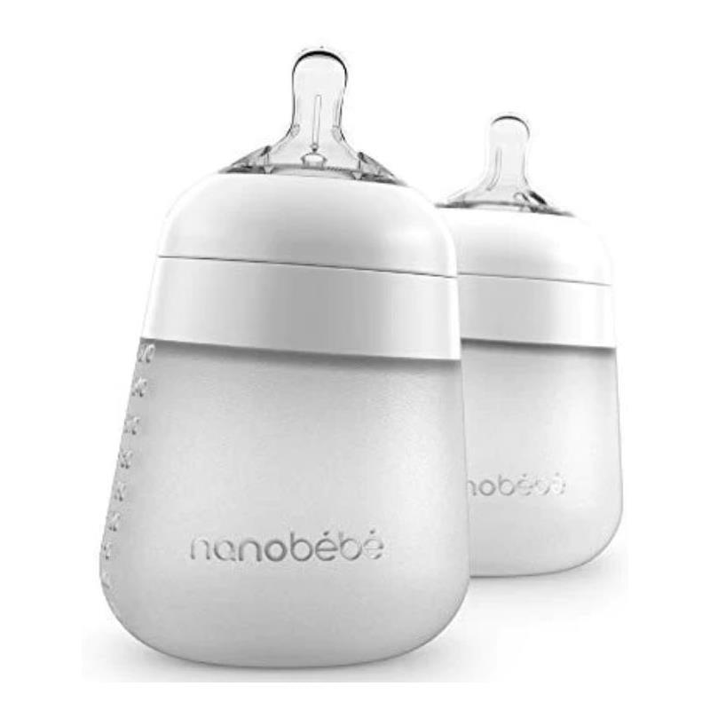 Nanobebe - 2Pk Silicone Baby Bottle 9Oz, White Image 1