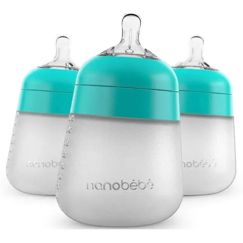 Nanobebe - 3Pk Silicone Baby Bottle 9Oz, Teal Image 1