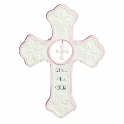 Nat & Jules - Demdaco Pink Hanging Cross | Wall Hanging Image 1