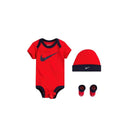 Nike - Short Sleeve Bodysuit, Hat & Booties, Red & Navy  Image 1