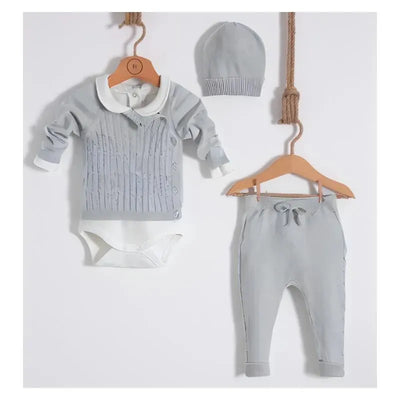 Nipperland - Baby Gray Knitted Outfit Set Image 1