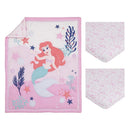 Nojo 3Pk Disney The Little Mermaid Ariel Cute Nursery Mini Crib Bedding Set