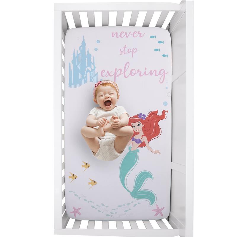 NoJo Disney Ariel Watercolor Wishes 100% Cotton Fitted Crib Sheet