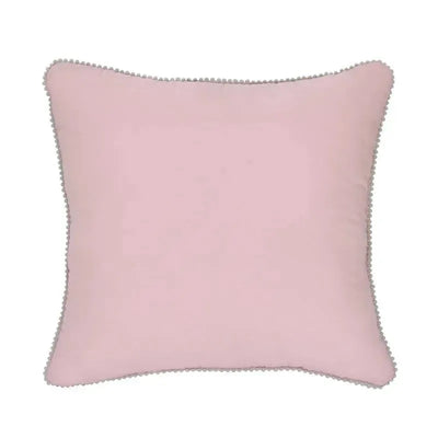 Pink decorative throw pillow with a silver pom-pom trim, part of the Disney Princess Enchanting Dreams collection.