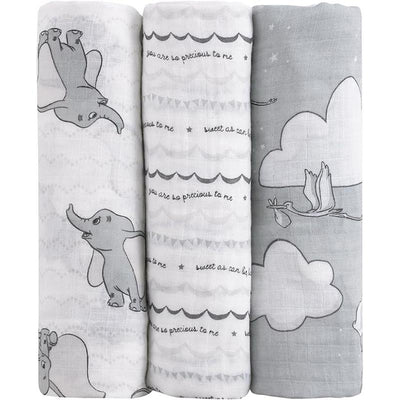 Nojo - Dumbo 3 Pk Printed Muslin Swaddles Image 1