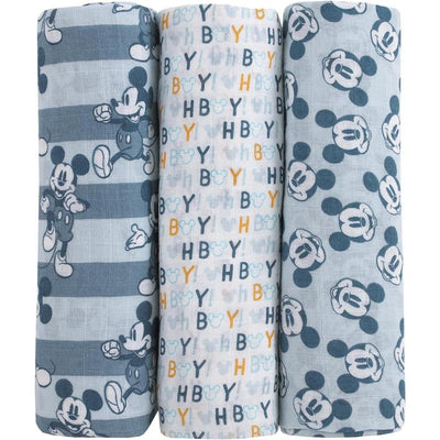 Nojo - Mickey 3 Pk Printed Muslin Swaddles Image 1
