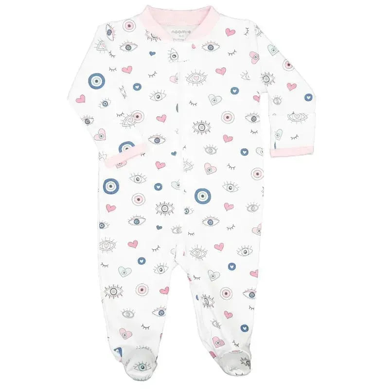 Noomie - Baby Girl Zipper Footie Evil Eye Pink Image 1