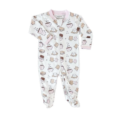 Noomie - Baby Girl Zipper Footie Smores Pink Image 1