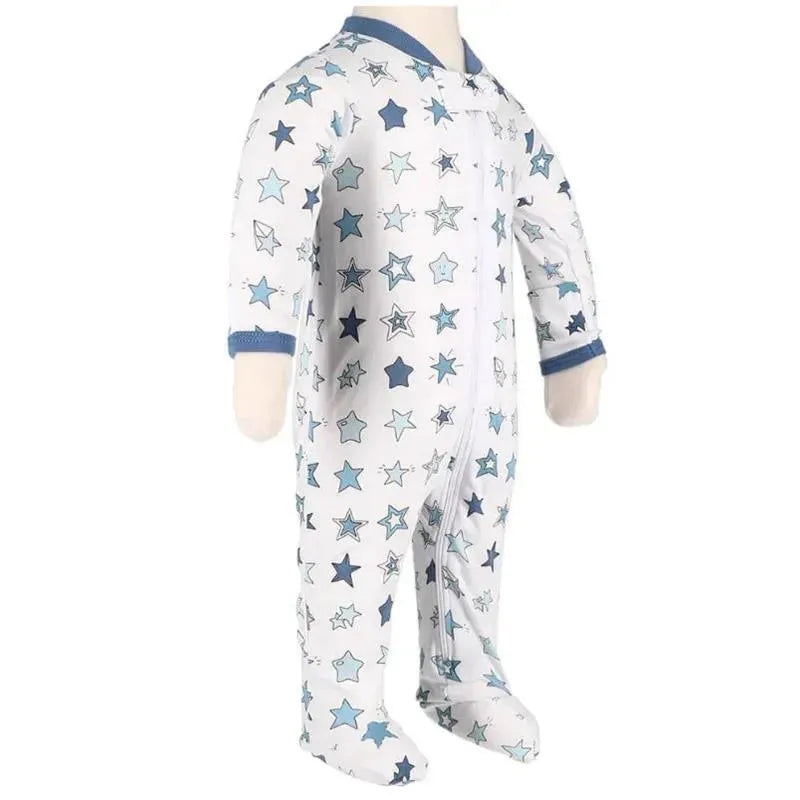 Noomie - Baby Zipper Footie Denim Stars Image 2