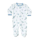 Noomie Snap Footie Dinos, White & Blue Image 1