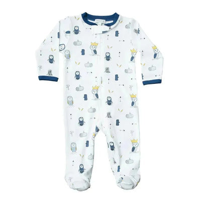 Noomie Zipper Footie Blue Owls Image 1