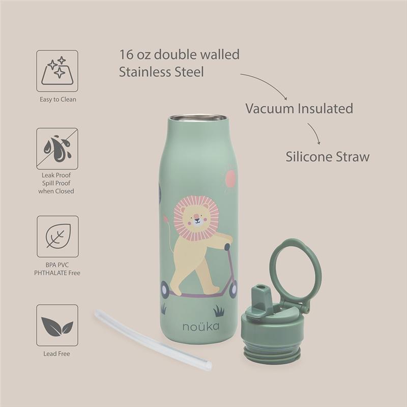 Nouka Insulated Stainless Steel Kids Water Bottle, Fleur the Ballerina Image 3