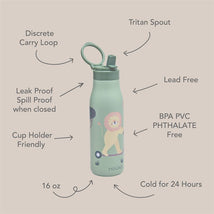 Nouka Insulated Stainless Steel Kids Water Bottle, Roary the Lion Image 2