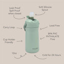 Nouka Kids Water Bottle with Silicone Spout and Silicone Straw, Soft Blush Image 2