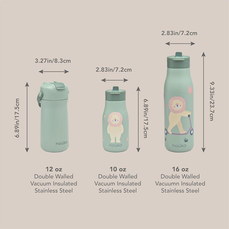 Nouka Kids Water Bottle with Silicone Spout and Silicone Straw, Soft Blush Image 4