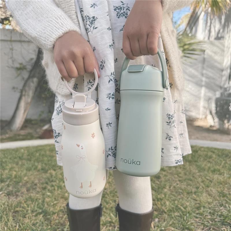 Nouka Kids Water Bottle with Silicone Spout and Silicone Straw, Soft Blush Image 6