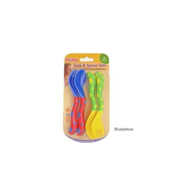 Nuby 2 Sets Training Fork & Spoon - Colors May Vary Image 1