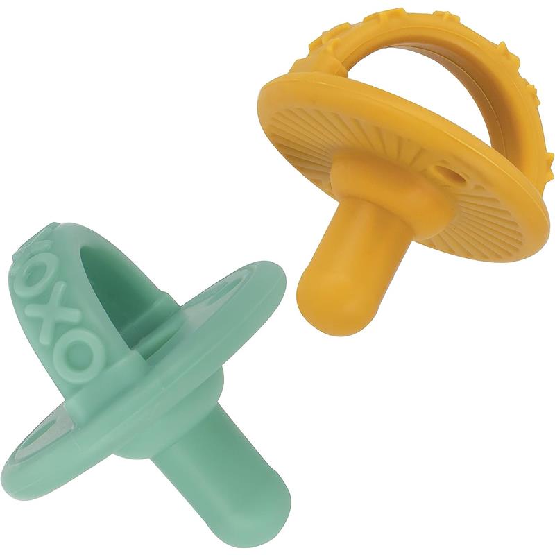 Nuby 2Pk 3D Silicone Pacifier/Soother With Silicone Cherry Baglet, 0M+, Neutral Image 4