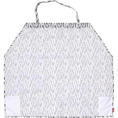 Nuby 5-In-1 Nursing Cover with a Brush Strokes design featuring a white background and black accents, includes pockets.