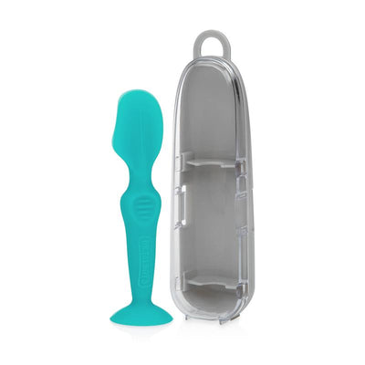 Silicone diaper rash cream applicator in teal with a clear carrying case, designed for easy application.