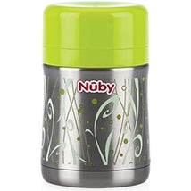 Nuby First Solids Stainless Steel Thermos with Spoon 15 Oz, Green Image 1
