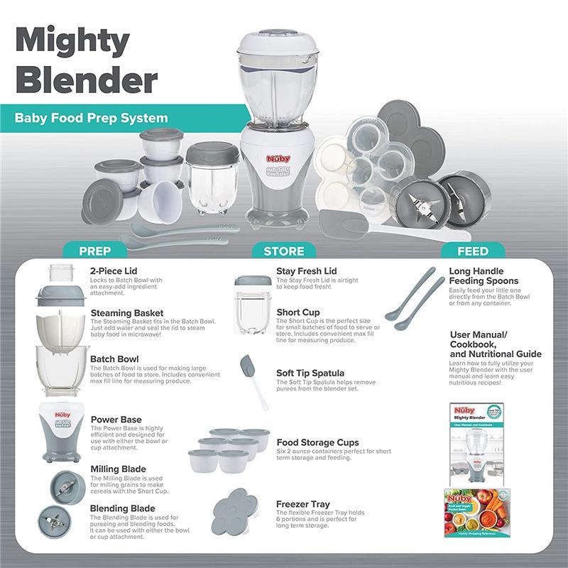 Nuby Garden Fresh Mighty Blender, Baby Food Maker - Cool Gray Image 5