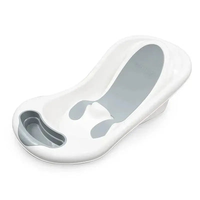Gray baby bathtub with EVA foam interior, designed for comfort and safety during bath time.