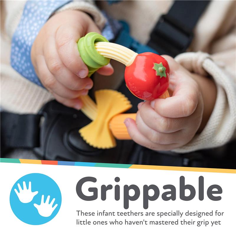 Nuby - Pasta Ring Teether Soft Silicone, Multi-Textured Surface Image 3