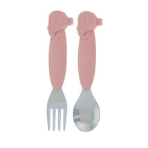 Nuby - Silicone/Stainless Steel Whale Fork & Spoon, Pink Image 1