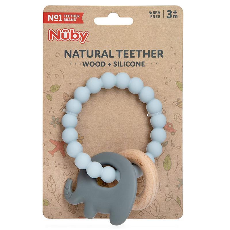 Nuby - Silicone & Wood Teething Bracelet, Gray Image 3