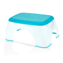 Nuby Step Up Stool in aqua color, featuring a textured top and sturdy design for helping children reach high places.