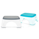 Nuby Step Up Stool in Aqua and gray colors, designed for children to reach higher surfaces safely.